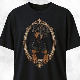 Gothic Doberman Emerging From Antique Frame T Shirt Gift For Dog Lover