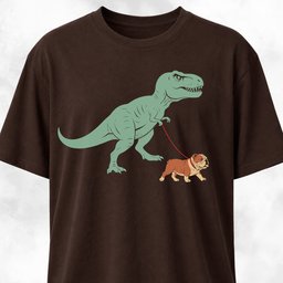 T Rex Walking A Bulldog T Shirt Gift For Dinosaur Lover