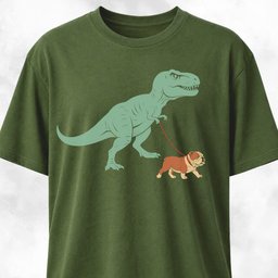 T Rex Walking A Bulldog T Shirt Gift For Dinosaur Lover