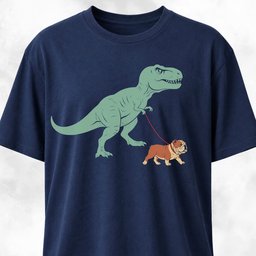 T Rex Walking A Bulldog T Shirt Gift For Dinosaur Lover