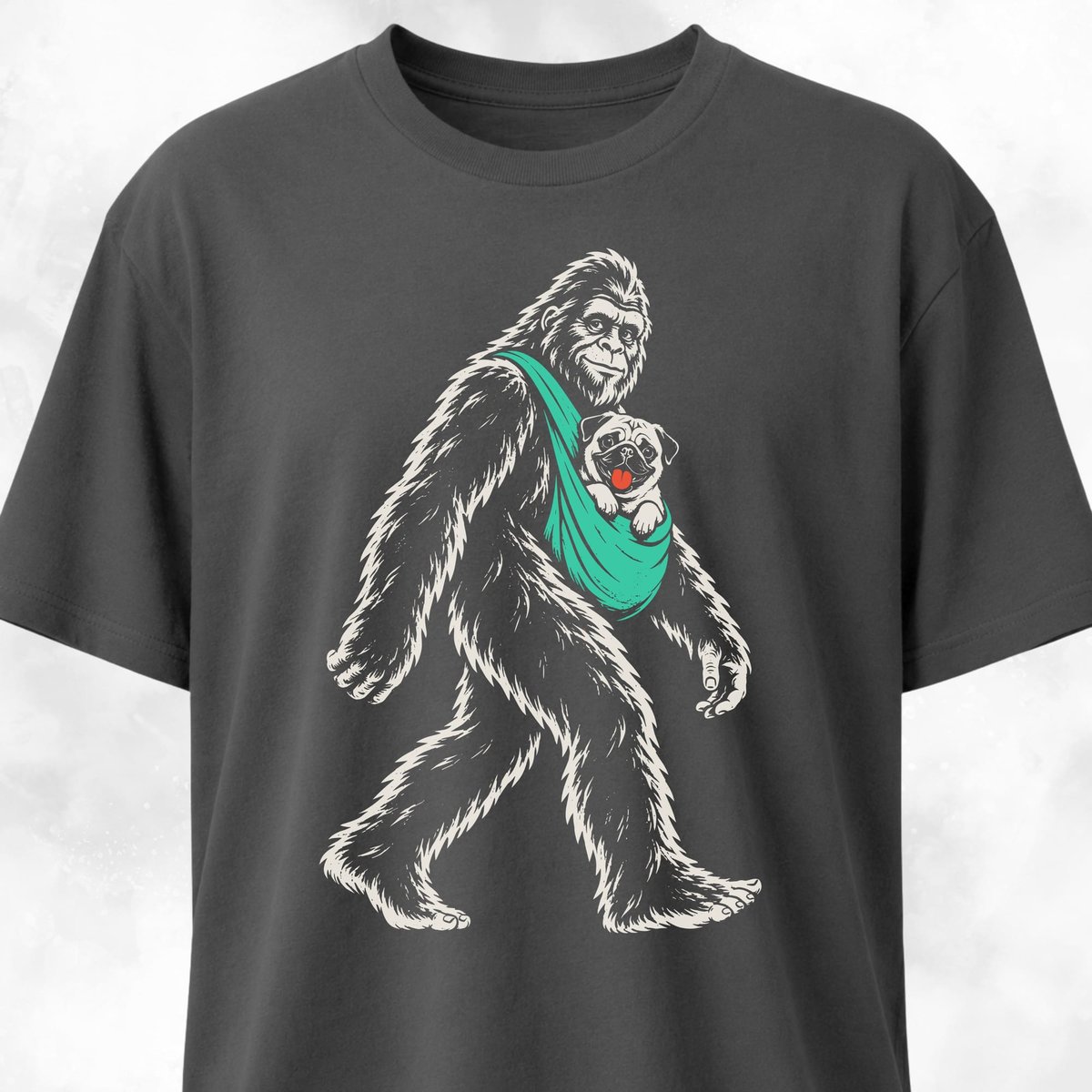 Sasquatch Carrying A Pug T Shirt Gift For Dog Lover