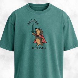 Huzzah Doxie With Sword T Shirt Gift For Dog Lover