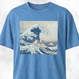 The Great Wave Off Kanagawa Frenchie Surfing T-Shirt