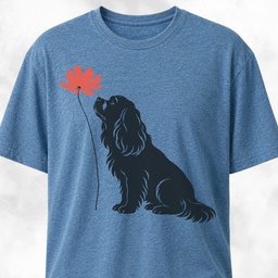 Red Flower Cavalier King Charles Spaniel T Shirt Gift For Dog Lover