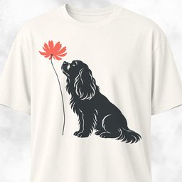Red Flower Cavalier King Charles Spaniel T Shirt Gift For Dog Lover