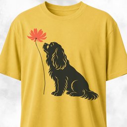 Red Flower Cavalier King Charles Spaniel T Shirt Gift For Dog Lover