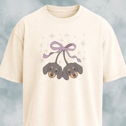 Kawaii Doxie Cherries With A Bow T Shirt Gift For Dog Lover