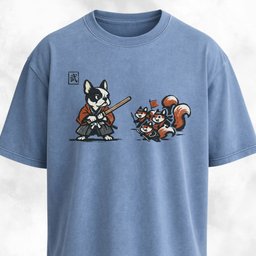 Samurai Frenchie Fighting Squirrels T Shirt Gift For Dog Lover