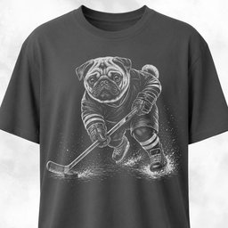 Pug Playing Hockey T Shirt Gift For Dog Lover