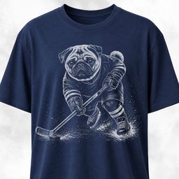 Pug Playing Hockey T Shirt Gift For Dog Lover