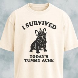 I Survived Todays Tummy Ache Frenchie T Shirt Gift For Dog Lover