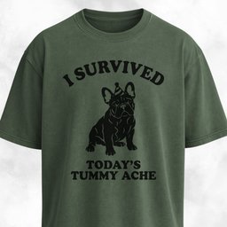 I Survived Todays Tummy Ache Frenchie T Shirt Gift For Dog Lover