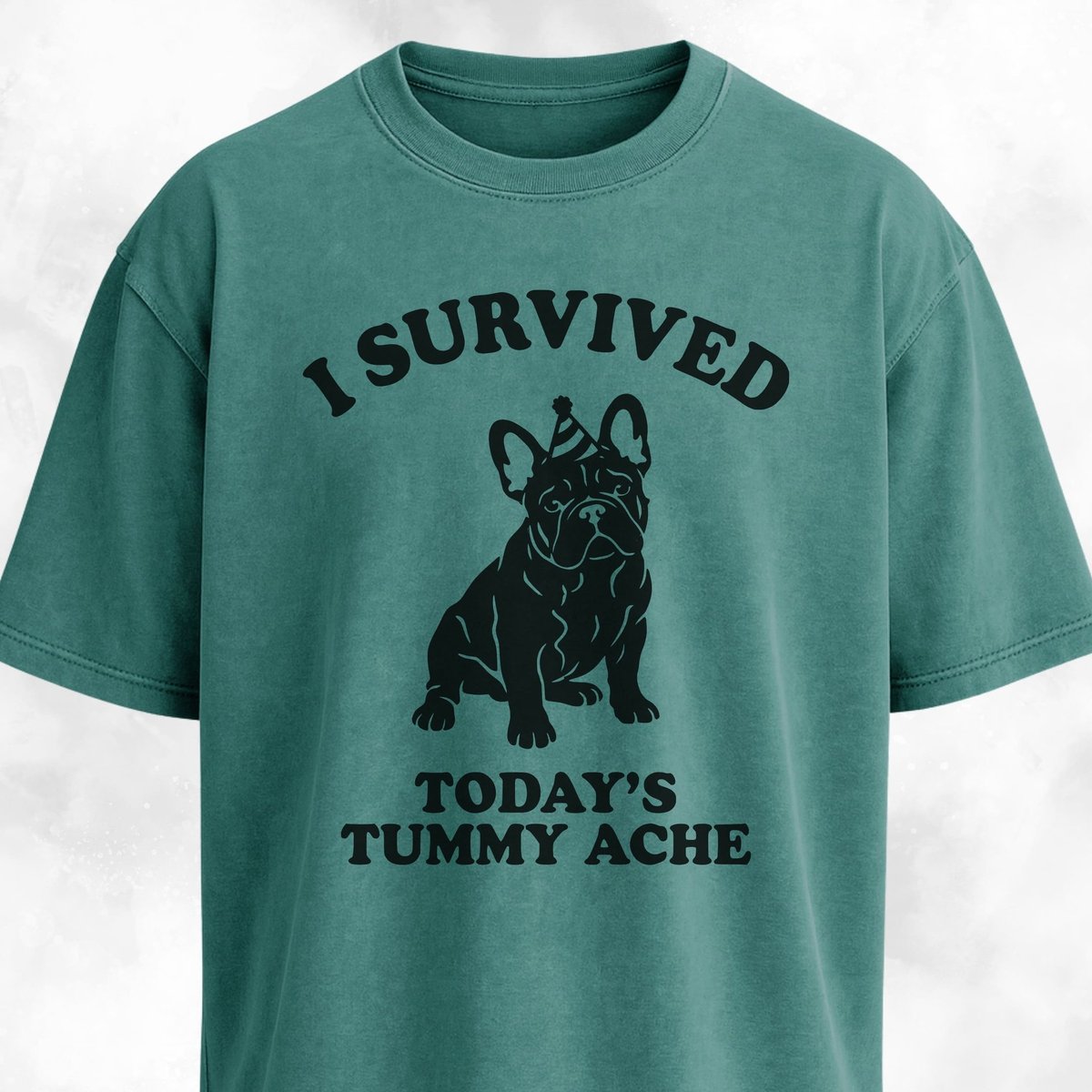 I Survived Todays Tummy Ache Frenchie T Shirt Gift For Dog Lover