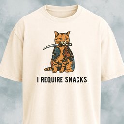 I Require Snacks Short Katana Cat T Shirt Gift For Cat Lover