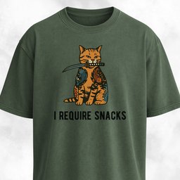 I Require Snacks Short Katana Cat T Shirt Gift For Cat Lover