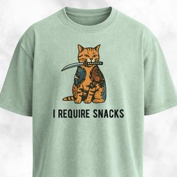 I Require Snacks Short Katana Cat T Shirt Gift For Cat Lover