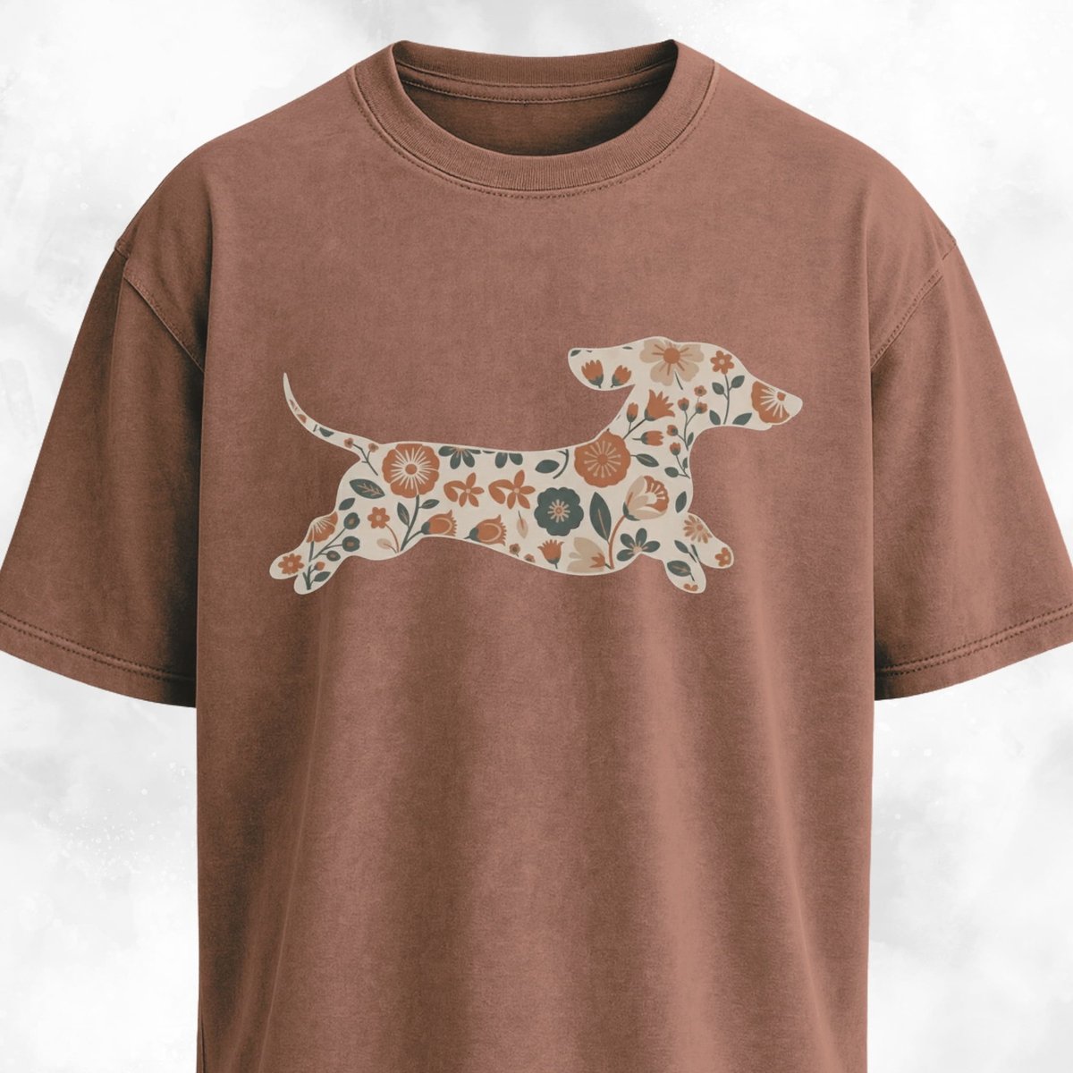 Jumping Floral Doxie T Shirt Gift For Dog Lover