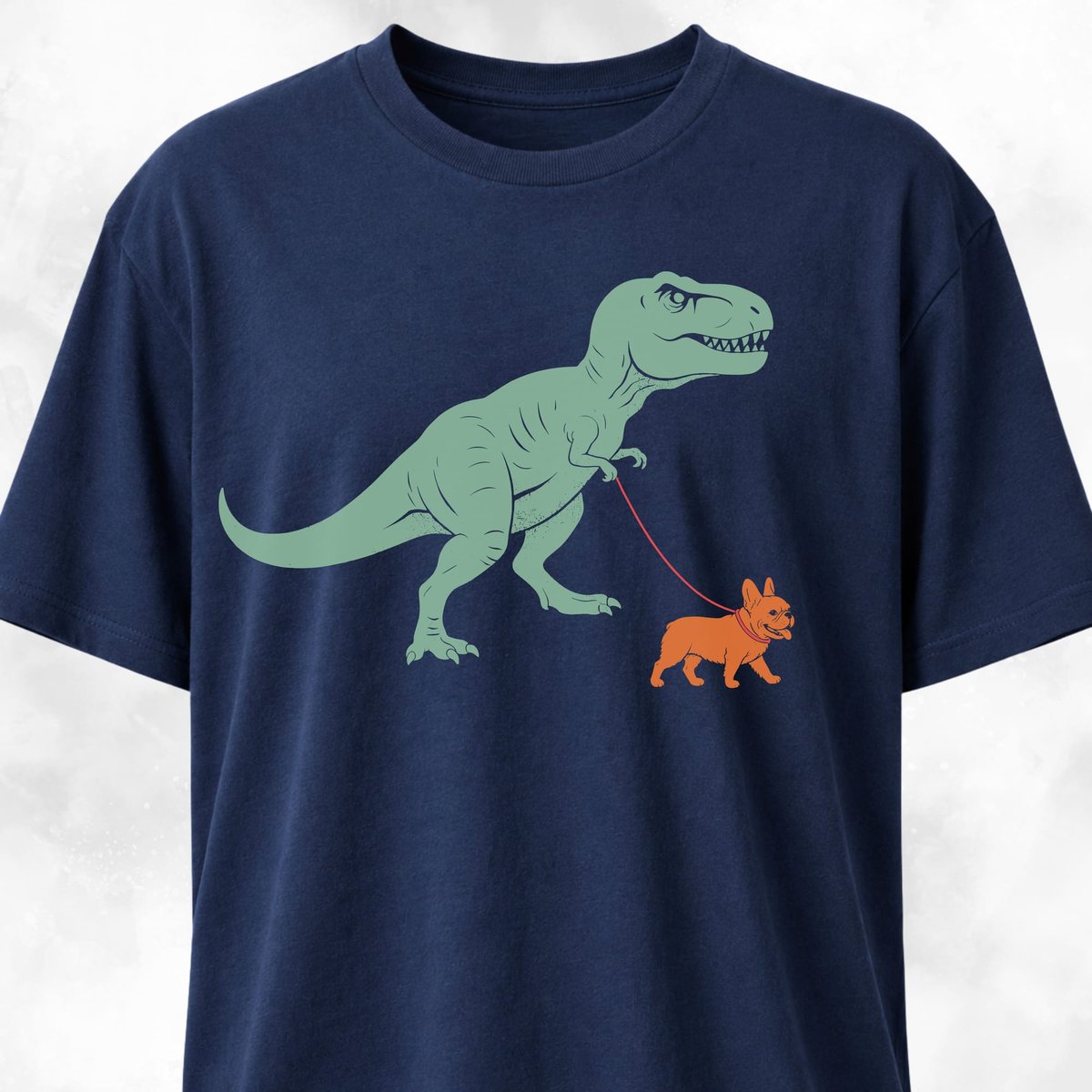 T Rex Walking A Frenchie T Shirt Gift For Dinosaur Lover
