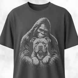 Sasquatch Hugging Pitbull T Shirt Gift For Dog Lover