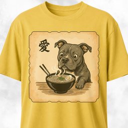 Japanese Pitbull Eating Ramen T Shirt Gift For Dog Lover