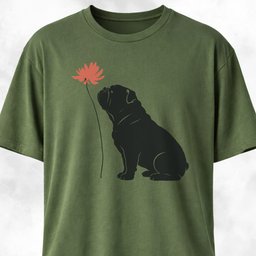 Red Flower Bulldog T Shirt Gift For Dog Lover
