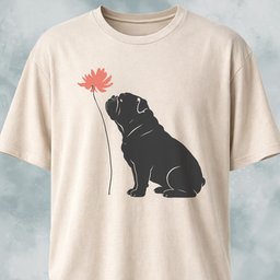 Red Flower Bulldog T Shirt Gift For Dog Lover