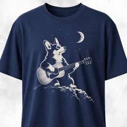 Half Moon Corgi Playing Guitar T Shirt Gift For Dog Lover