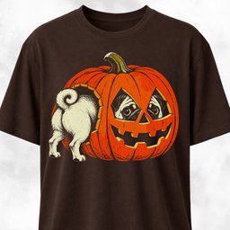 Pug Peeking Through A Jack O Lantern T Shirt Gift For Dog Lover
