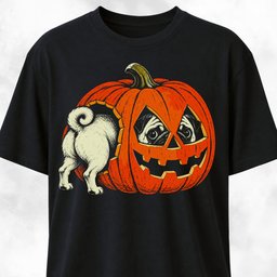 Pug Peeking Through A Jack O Lantern T Shirt Gift For Dog Lover