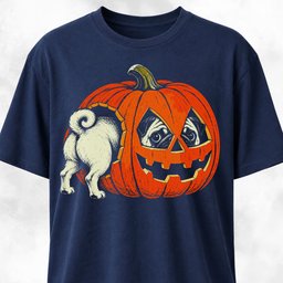 Pug Peeking Through A Jack O Lantern T Shirt Gift For Dog Lover