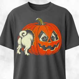 Pug Peeking Through A Jack O Lantern T Shirt Gift For Dog Lover