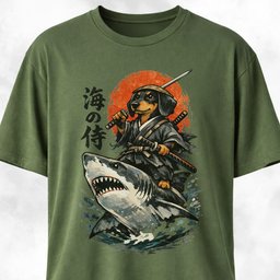 Samurai Doxie Riding A Shark T Shirt Gift For Dog Lover