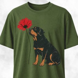 Red Flower Rottweiler T Shirt Gift For Dog Lover