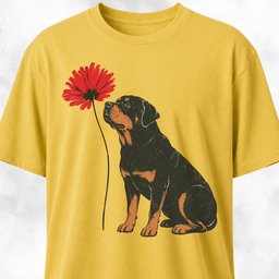 Red Flower Rottweiler T Shirt Gift For Dog Lover
