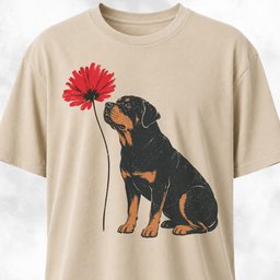 Red Flower Rottweiler T Shirt Gift For Dog Lover
