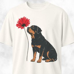 Red Flower Rottweiler T Shirt Gift For Dog Lover