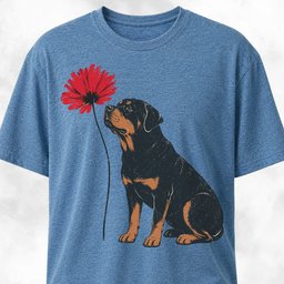 Red Flower Rottweiler T Shirt Gift For Dog Lover