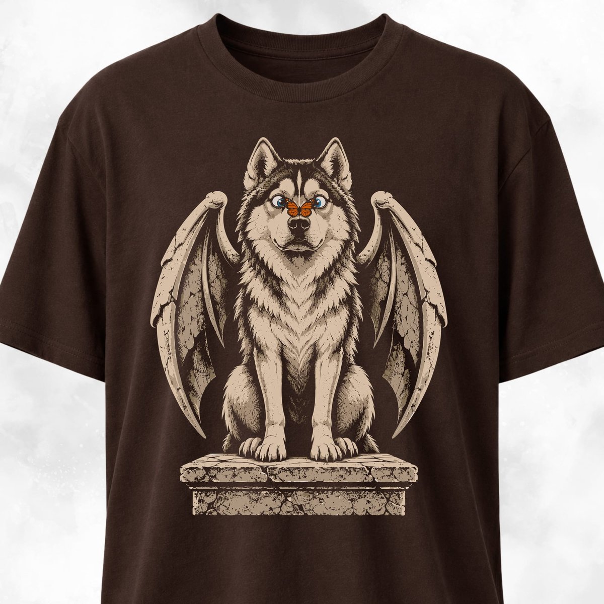 Husky Gargoyle T Shirt Gift For Dog Lover