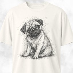 Pug Scribble T Shirt Gift For Dog Lover