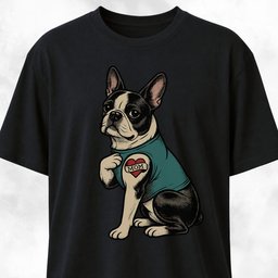 I Love Mom Tattoo Boston Terrier T Shirt Gift For Mom
