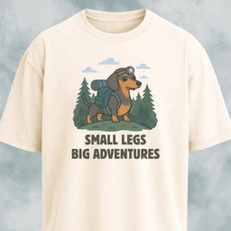Small Legs Big Adventures Trekking Doxie T Shirt Gift For Dog Lover