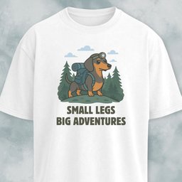 Small Legs Big Adventures Trekking Doxie T Shirt Gift For Dog Lover