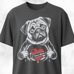 I Love Mom Chest Tattoo Pug T Shirt Gift For Mom
