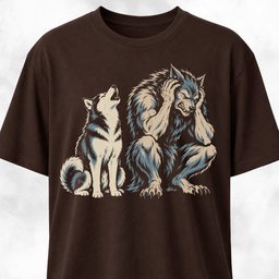 Howling Husky And Exhausted Werewolf T Shirt Gift For Dog Lover