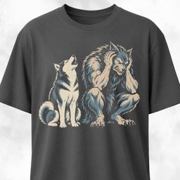 Howling Husky And Exhausted Werewolf T Shirt Gift For Dog Lover