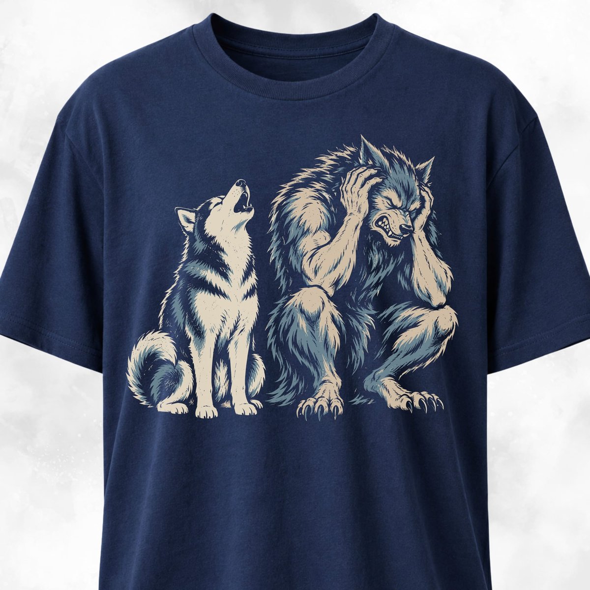 Howling Husky And Exhausted Werewolf T Shirt Gift For Dog Lover