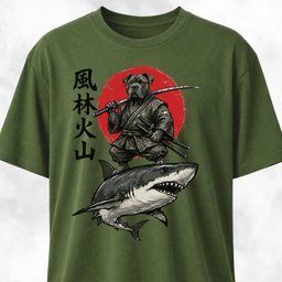 Samurai Cane Corso Riding A Shark T Shirt Gift For Dog Lover