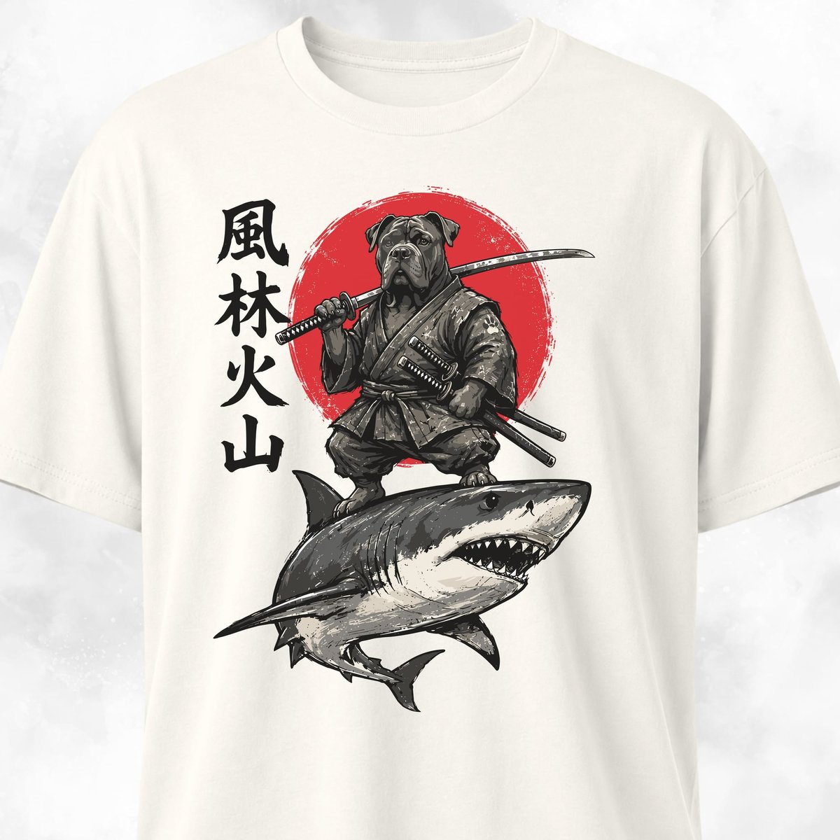 Samurai Cane Corso Riding A Shark T Shirt Gift For Dog Lover