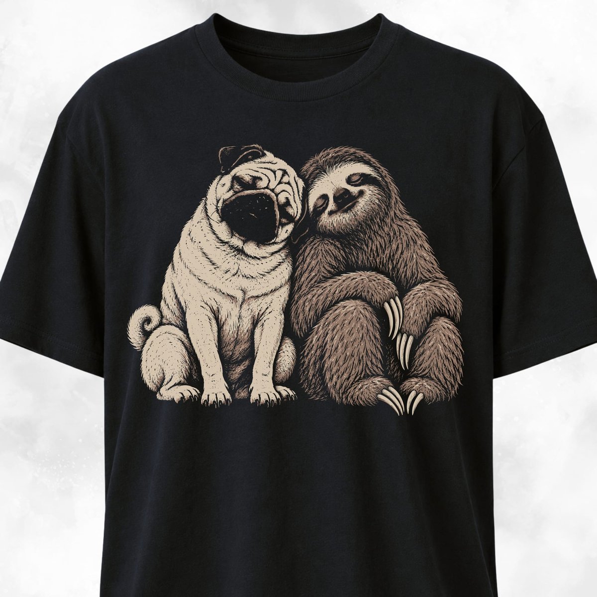 Sleepy Pug With Sloth T Shirt Gift For Dog Lover