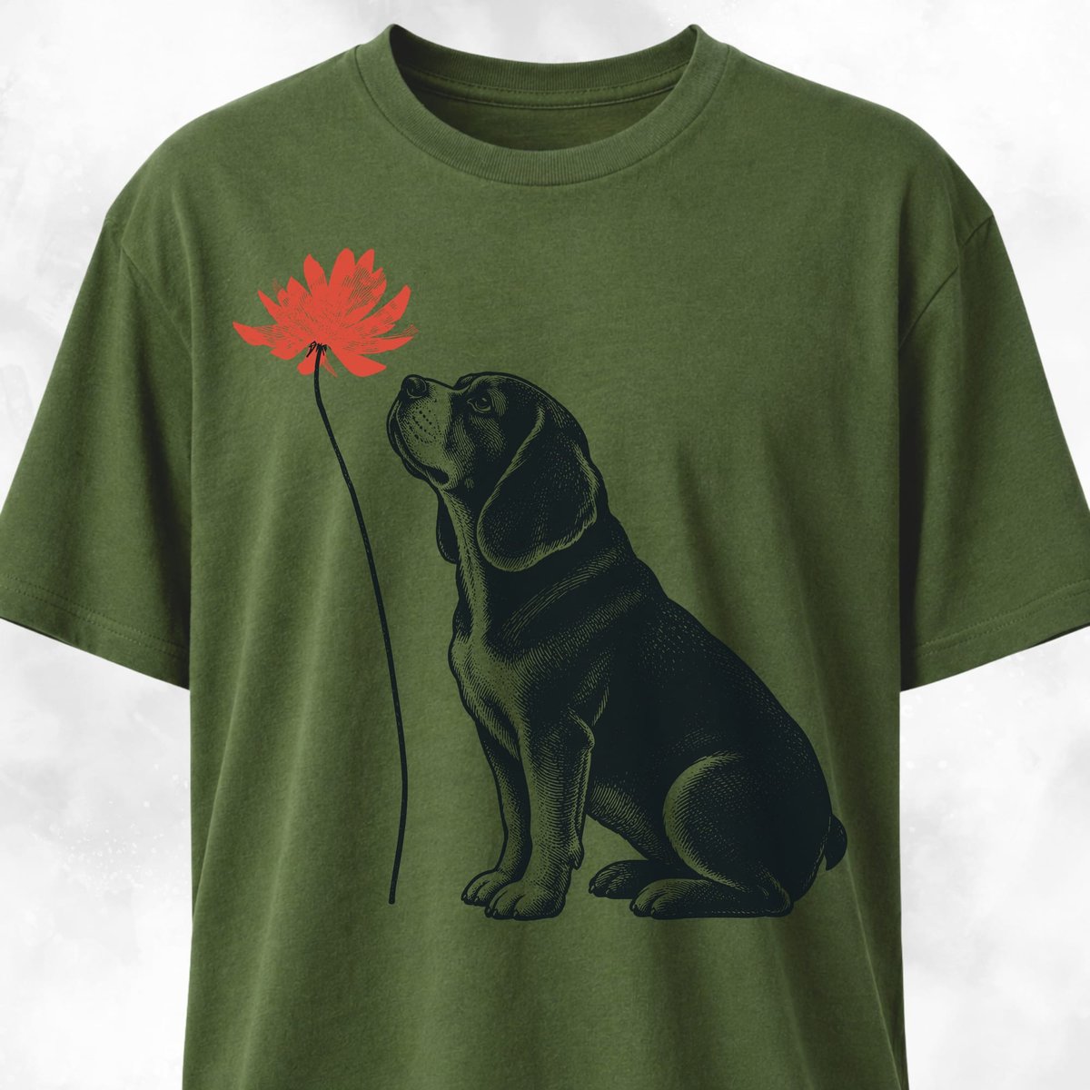 Red Flower Beagle T Shirt Gift For Dog Lover